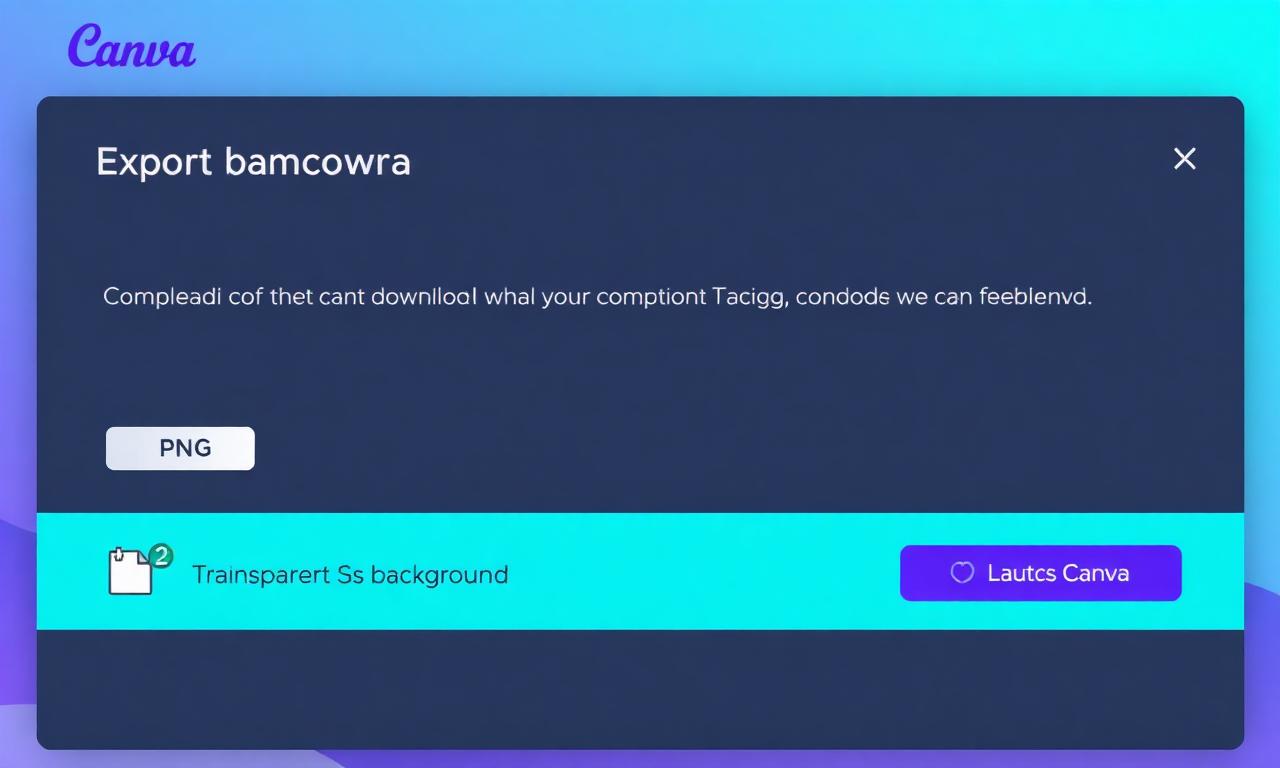 Canva export dialog with PNG selected and the transparent background checkbox enabled