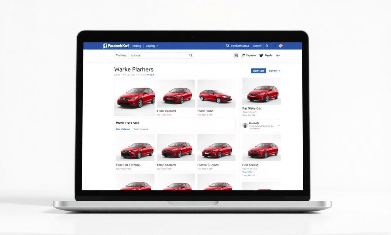 Facebook Marketplace listing with multiple clean red sedan photos on white backgrounds