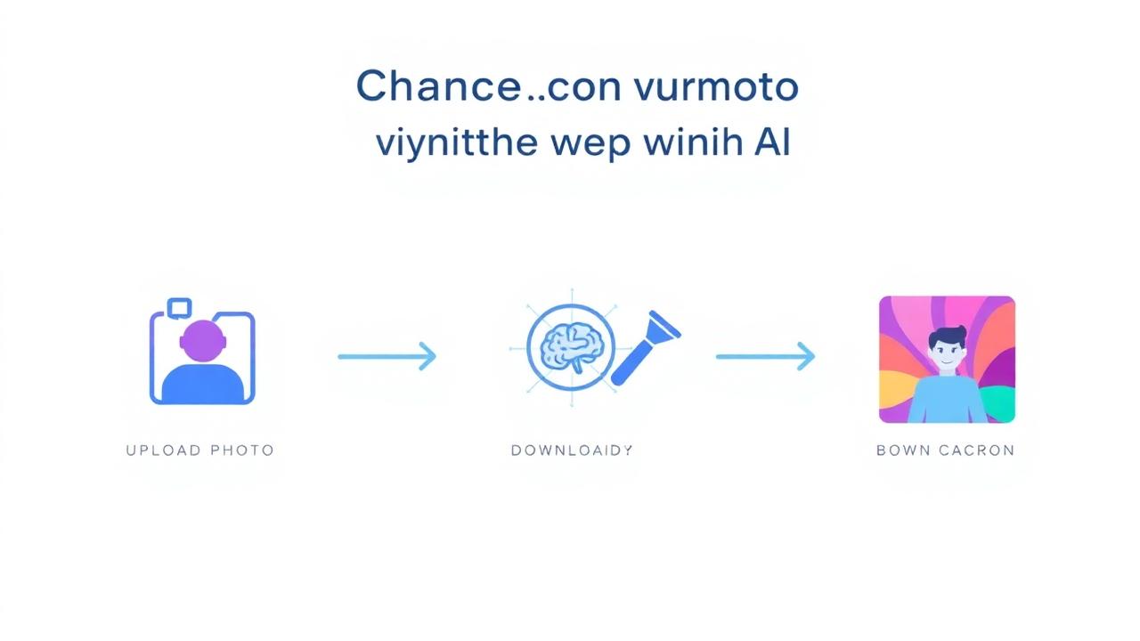Three-step infographic showing upload, AI background removal, and new background replacement