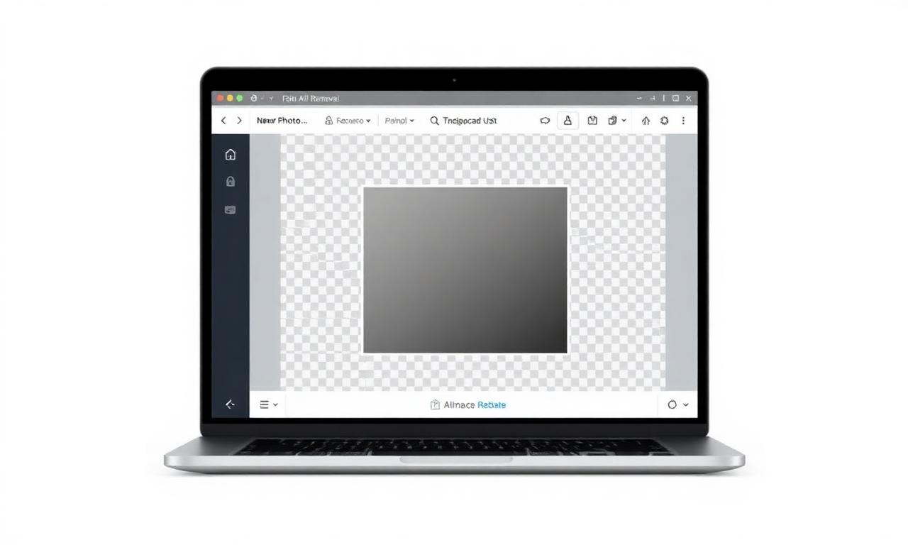 Browser-based AI background remover showing a transparent PNG result on a laptop
