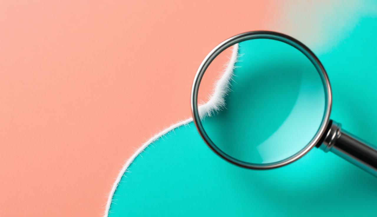 Magnifying glass revealing a thin white fringe around a cutout edge
