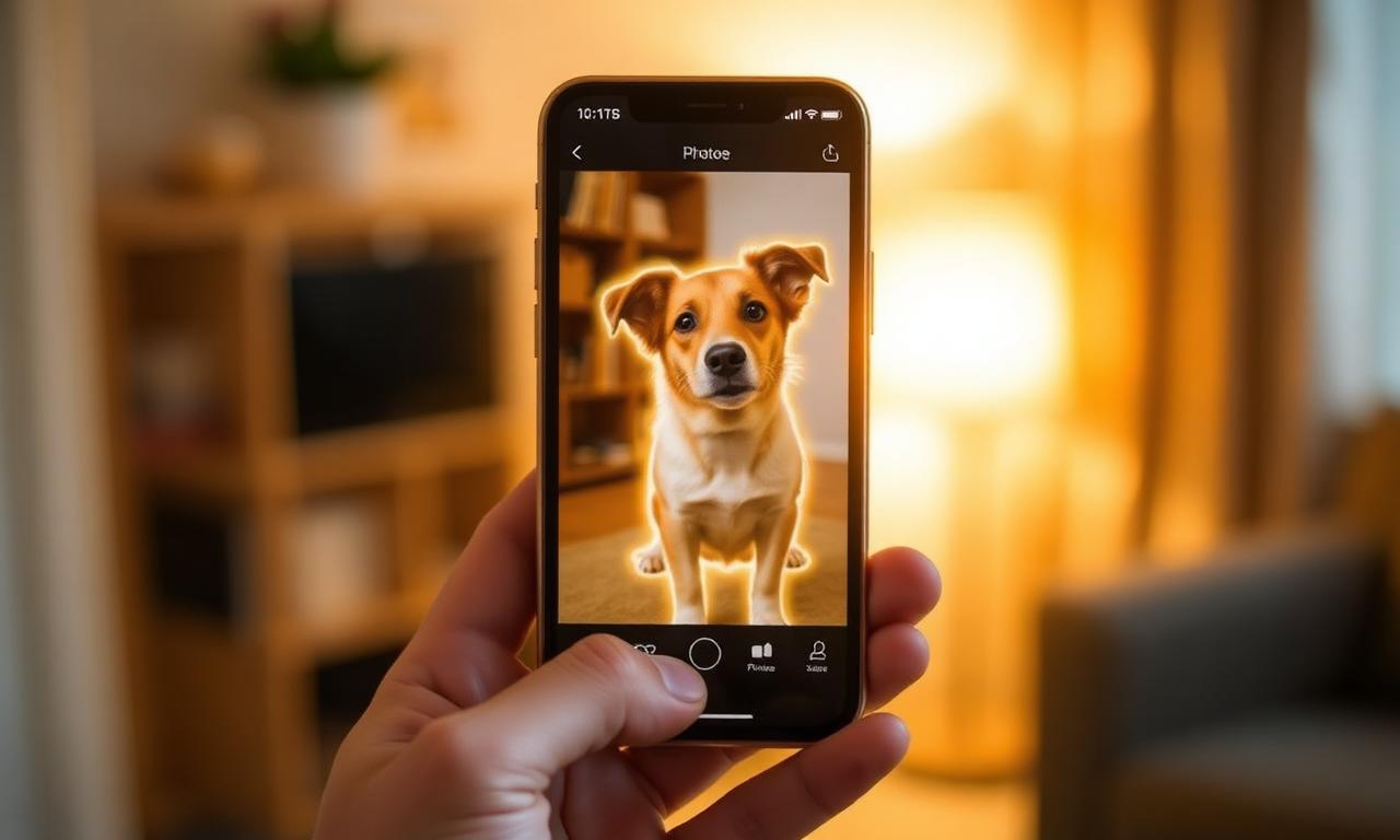 iPhone showing a photo with the background being removed