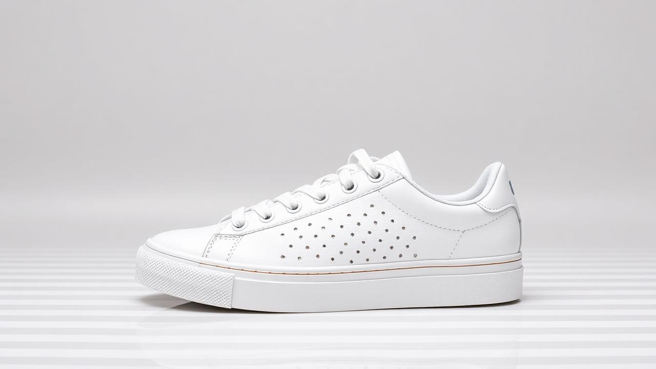 White sneaker product cutout on a transparent checkerboard background ready for a resale listing