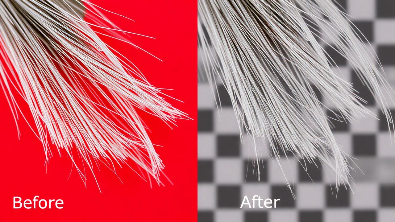 Close-up comparison showing jagged edges with white fringing versus clean smooth edges on transparent background