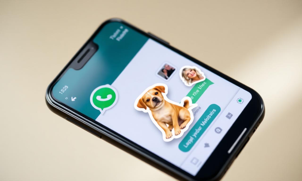 WhatsApp chat with custom transparent PNG stickers of a person and a dog made from photos