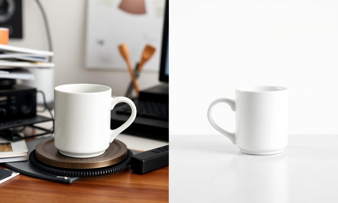 Cluttered product photo on the left and clean cutout on the right showing white background removed